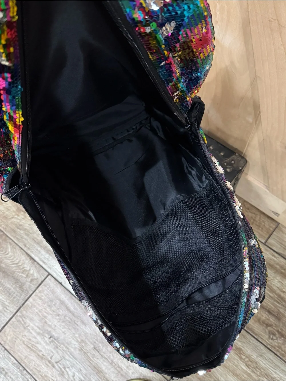 Victoria’s Secret PINK Rainbow Multi Sparkle Sequin Backpack Schoolbag Bag
